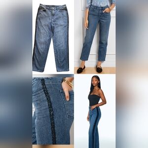 Talbots High Waist Straight Ankle Jeans with Sequin‎ Detail -  Size 10
